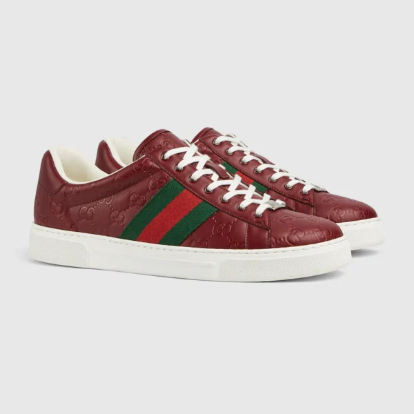 MEN'S GUCCI ACE SNEAKER WITH ROSSO ANCORA LEATHER