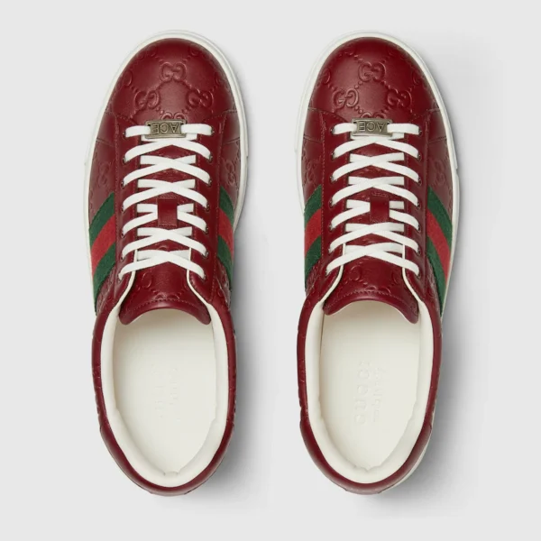 MEN'S GUCCI ACE SNEAKER WITH ROSSO ANCORA LEATHER